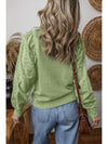  Eyelet Round Neck Long Sleeve Sweatshirt.