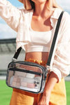 Black Multi-Pocket Contrast Edge Detachable Strap Clear Shoulder Bag