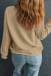 Apricot Plain Crew Neck Drop Shoulder Plus Size Sweatshirt