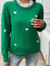 Devine Lace Detail Heart Long Sleeve Sweater - Cocoa Yacht Club