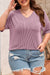 Black Twist Corded V-Neck Plain Plus T-Shirt