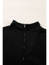 Black Zip-up Stand Neck Kangaroo Pocket Sweatshirt