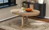 TREXM Farmhouse Dining Table Extendable Round Table for Kitchen, Dining Room(Natural Wood Wash)