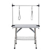 42' Folding Dog Pet Grooming Table Stainless Steel Frame Rubber Mat on Board with Adjustable Arm and Clamps pet dog Cat Grooming Table (SILVER-GRAY COLOR)