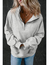 Black Zip-up Stand Neck Kangaroo Pocket Sweatshirt