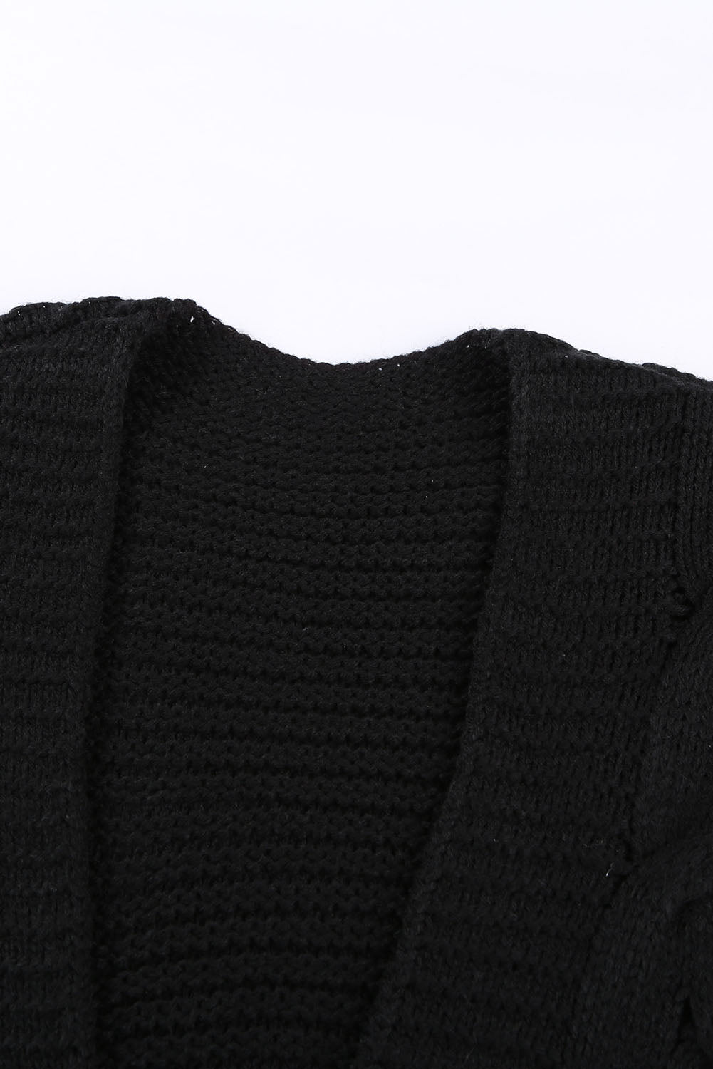 Black Chunky Wide Long Sleeve Knit Cardigan