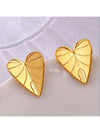 Stainless Steel Heart Leaf Stud Earring