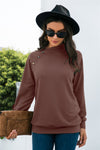 Decorative Button Long Sleeve Sweatshirt - Cocoa Yacht Club