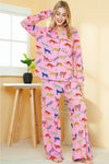 Pink Cheetah Print Shirt and Wide Leg Pants Pajama Set