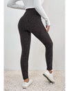 Gray Wide Waistband Ribbed Textured Knit Leggings