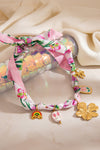 Peach Blossom Floral Pendant Scarf Necklace
