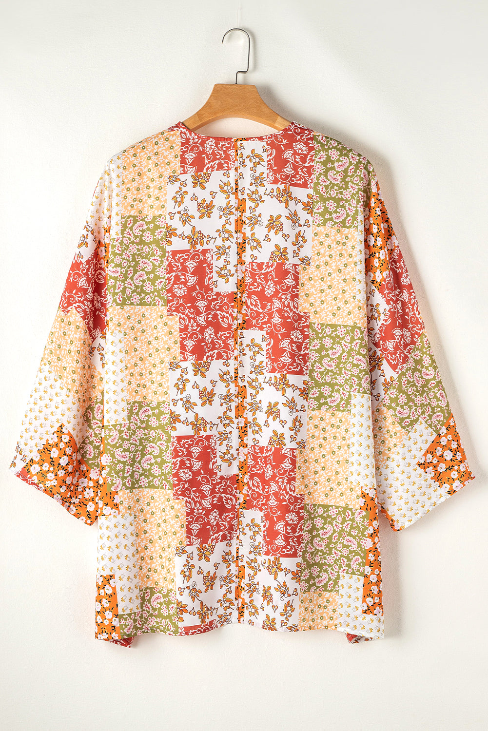 White Boho Patchwork Floral Open Front Cover Up