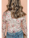 Floral Mock Neck Long Sleeve Blouse - Cocoa Yacht Club