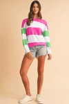 Rose Red Colorblock Drop Sleeve Top
