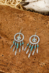 Silvery Bohemian Turquoise Dangle Pendent Earrings
