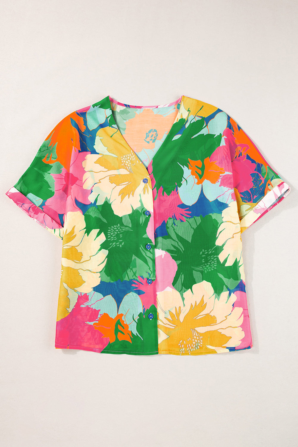 Multicolour Boho Floral V-Neck Dolman Blouse