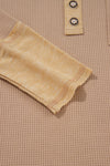 Vineyard Green Waffle Textured Patchwork Tunic Henley Top