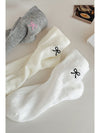 White Bow Knot Cotton Ankle Socks