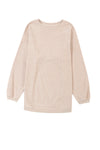 Light Grey Drop Shoulder Crinkle Rib Oversized Sweatshirt