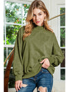 Brown Plain Drop Shoulder Crew Neck Pullover Sweatshirt