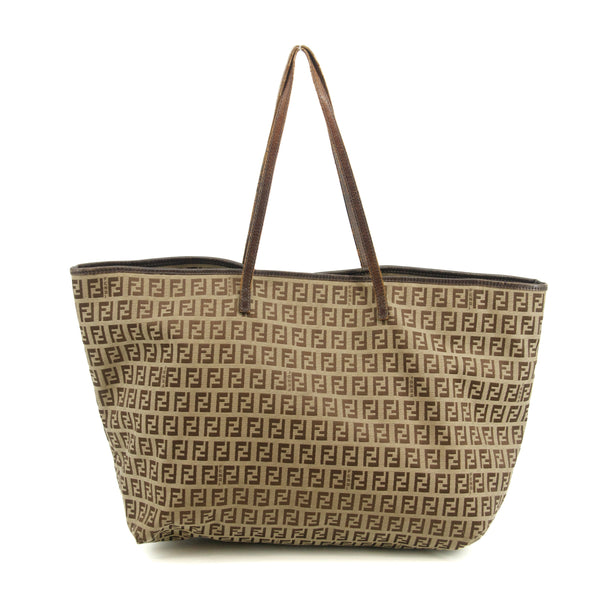 Fendi FF Zucchino Patter Beige Shoulder Bag