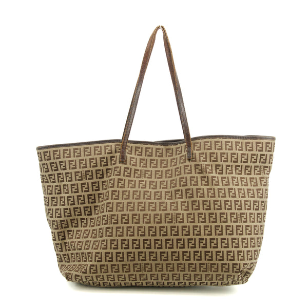 Fendi FF Zucchino Patter Beige Shoulder Bag