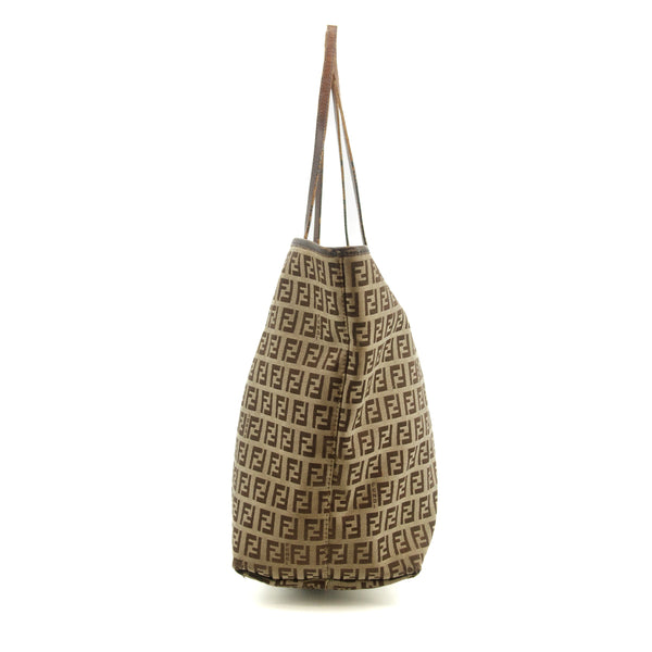 Fendi FF Zucchino Patter Beige Shoulder Bag