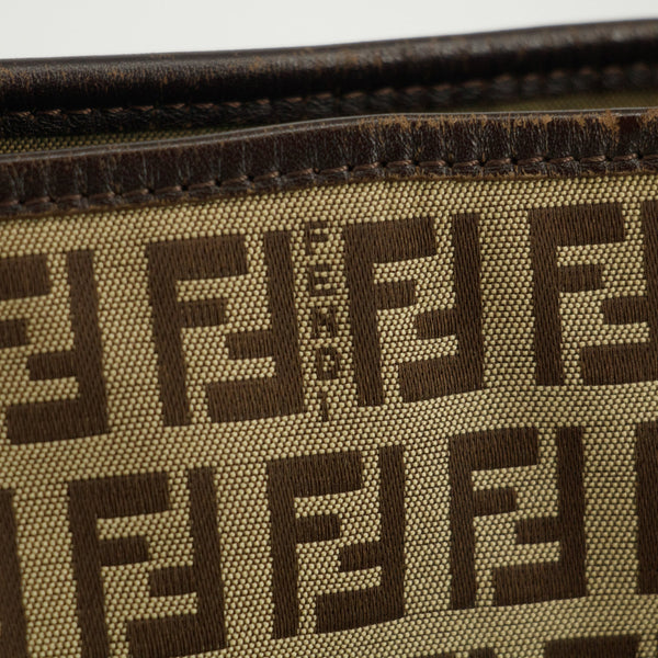 Fendi FF Zucchino Patter Beige Shoulder Bag