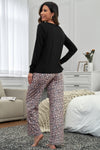 Black Leopard Print High Waist Graphic Pajama Set