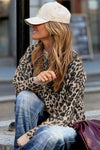 Black Leopard Drop Shoulder Knitted Cardigan