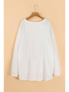 White Solid Color Drop Shoulder Baggy Sweatshirt