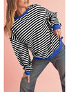 Green Stripe Contrast Edge Oversized Sweatshirt