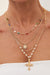 Gold 4pcs Cross Pendant Rhinestone Pearl Chain Necklace Set