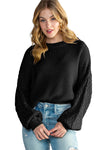 Black Chunky Knit Sleeve Drop Shoulder Sweater