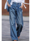 Dark Blue Slouchy Pocket Casual Wide Leg Jeans