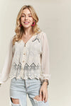 ADORA Button Down Embroidered Blouse