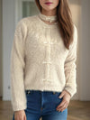 Cutout Knot Button Long Sleeve Cardigan