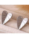 Stainless Steel Heart Leaf Stud Earring