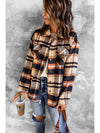 Brown Plaid Button Up Long Sleeve Flannel Shacket