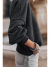 Brown Plain Drop Shoulder Crew Neck Pullover Sweatshirt