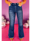 Dirty Blue Distressed Hem Plus Size Flared Jeans