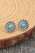 Silvery Turquoise Inlay Flower Stud Earrings