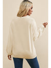 Apricot Pleated Sleeve Hollow Detail Button Knit Cardigan