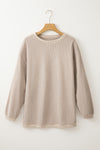 Light Grey Drop Shoulder Crinkle Rib Oversized Sweatshirt