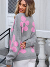 Angel Wings Flower Open Front Long Sleeve Cardigan - Cocoa Yacht Club