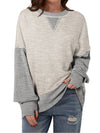 Yellow Color Block Thumbhole Sleeve Drop Shoulder Sweatshirt