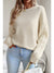 Beige Twist Sleeve Patchwork Plain Sweater