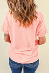 Pink Sequin Heart XOXO Patched Graphic Valentines T Shirt