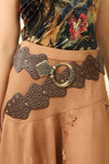 Chestnut Retro Hollow Disc Wide Belt