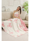 Rose Red 127*152cm Bow Printed Cozy Soft Throw Blanket